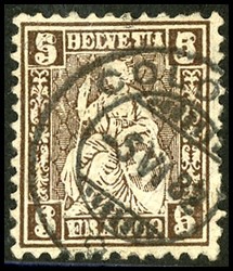 5655146: Schweiz Sitzende Helvetia gezähnt
