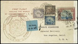 1929, Weltrundfahrt, Amerikanische Post Lakehurst - Los Angeles, 5 ...