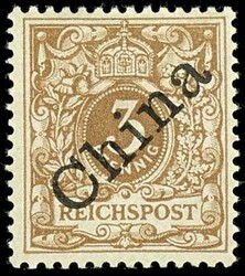 3 Pf. Diagonalaufdruck hellocker tadellos ungebraucht, rotes Signum, ...