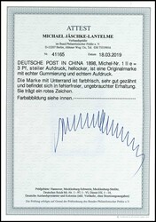 3 Pfennig Krone/Adler hellocker mit steilem Bdr.-Aufdruck "China", ...