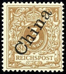 3 Pfennig Krone/Adler mit Aufdruck "China", ungebraucht, einwandfrei, ...