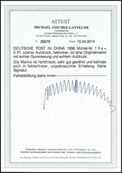 3 Pfennig Krone/Adler mit Aufdruck "China", ungebraucht, einwandfrei, ...