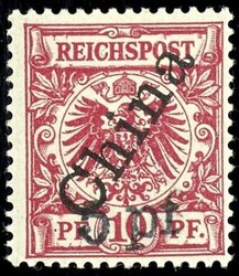 5 Pfennig auf 10 Pfennig, lebhaftlilarot, steiler Aufdruck, ...