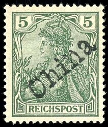 5 Pfennig Handstempel, ungebraucht mit Originalgummi und Falzrest, ...