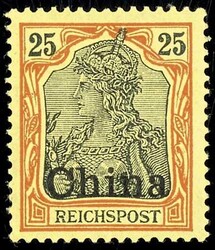 25 Pfennig Germania mit Plattenfehler II, Aufdruck "China", ...
