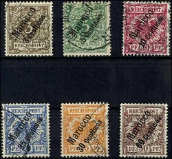 3 C. auf 3 Pfg - 60 C. auf 50 Pfg Krone/Adler, 6 Werte komplett, ...