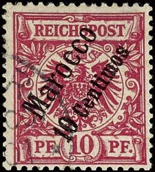 10 Pfennig Krone/Adler mit Aufdruck " Marocco 10 Centimos ", tadellos ...