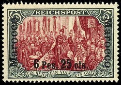 3 Centimos auf 3 Pfennig dunkelockerbraun bis 6 Pes. 25 cts auf 5 ...