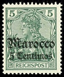 5 Centimos auf 5 Pfennig grün, ungebraucht, tadellose Erhaltung, Mi. ...