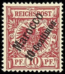 10 Centimos auf 10 Pfennig dunkelrosarot und lilarot, ungebraucht, ...