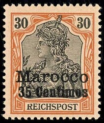 35 Centimos auf 30 Pfennig rötlichorange/rotschwarz auf ...