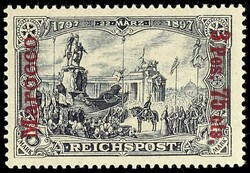 3 Mark mit Aufdruck "Marocco 1 Pes. 75 Cts.", postfrisch, ohne ...