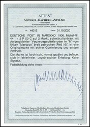 2 Mark mit Aufdruck "2 Pes. 50 Cts." und Plattenfehler I, ungebraucht ...
