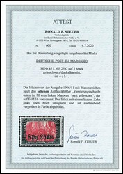 6 Pes. 25 Cts. auf 5 Mark Deutsches Reich, Aufdruckfehler I, ...