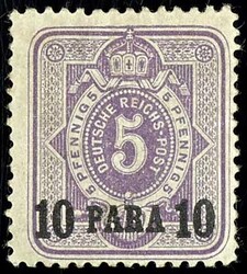 10 Para auf 5 Pfennig, ungebraucht mit Originalgummierung, helle ...