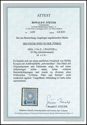 1 Piaster auf 20 Pfennig, Kosack-Nachdruck, ungebraucht mit ...