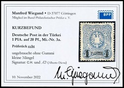 1 PIASTER auf 20 Pfennig, ungebraucht, ohne Gummi, kleine Mängel, ...