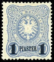 1 Piaster auf 20 Pfennig, blauer Aufdruck, ungebraucht mit ...
