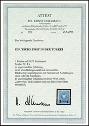 1 Piaster auf 20 Pfennig, Aufdruck blauschwarz, tadellos ungebraucht ...