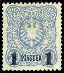20 Pfennig mit blauem Aufdruck "1 PIASTER", ungebraucht, etwas ...