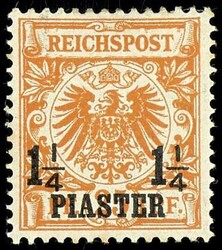 1 1/4 Piaster auf 25 Pfennig dunkelorange, ungebraucht, sehr gute ...