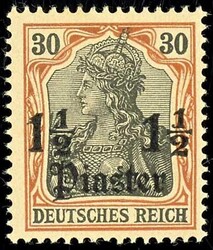 1 1/2 Piaster auf 30 Pfennig Germania, Plattenfehler I, ungebraucht ...