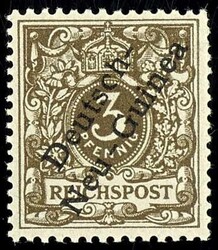 3 Pfennig dunkelockerbraun mit Aufdruckfehler "c in Deutsche" ...