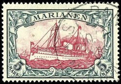 5 Mark grünschwarz/dunkelkarmin, gestempelt, tadellose Erhaltung, ...