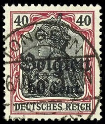 50 Cent auf 40 Pfennig Germania, karminrot, Aufdruck enger ...