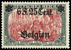 6 Francs 25 Cent. auf 5 Mark, einwandfrei postfrisch, unsigniert, Mi. ...