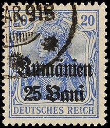 20 Pfg Germania mit Bdr.-Aufdruck, c-Farbe, tadellos gestempelt, ...