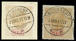 10 Bani auf glänzendem gestr. Papier (Briefstück) und auf mattem ...