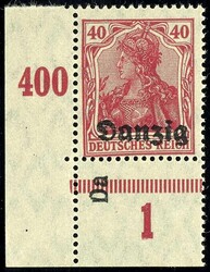 40 Pfennig Deutsches Reich Germania mit schwarzem Buchdruck-Aufdruck ...