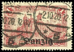 1 Mark Deutsches Reich mit schwarzem Buchdruck-Aufdruck "Danzig", ...
