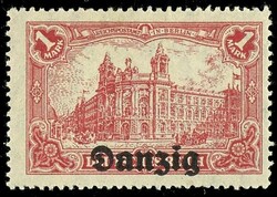 1 Mark Deutsches Reich mit Aufdruck "Danzig", Plattenfehler II ...