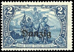 2 Mark Deutsches Reich mit Bdr.-Aufdruck "Danzig", schwärzlichblau, ...