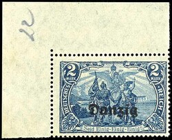 2 Mark Deutsches Reich mit Bdr.-Aufdruck "Danzig", schwärzlichblau, ...