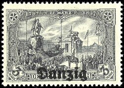 3 Mark Deutsches Reich mit Bdr.-Aufdruck "Danzig", schwarzgrauviolett ...