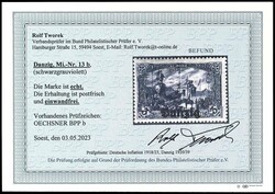 3 Mark Deutsches Reich mit Bdr.-Aufdruck "Danzig", schwarzgrauviolett ...
