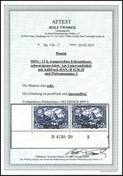 3 Mark Deutsches Reich mit Bdr.-Aufdruck "Danzig", schwarzgrauviolett ...