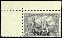 3 Mark Deutsches Reich mit Bdr.-Aufdruck "Danzig", schwarzgrauviolett ...
