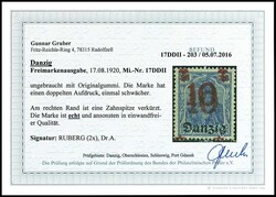 10 auf 20 Pfennig Germania mit doppeltem Aufdruck (einmal schwächer) ...