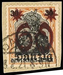 60 auf 30 Pfg Germania mit Doppelaufdruck (einmal schwächer) auf ...