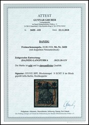 1 Mark auf 30 Pfennig Aufdruckausgabe, Netzunterdruck mit Spitzen ...