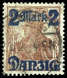 2 Mark auf 35 Pfennig mit Netzunterdruck, hell-(grün)grau, Spitzen ...