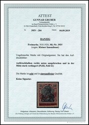 50 Pfennig Germania mit rotem Aufdruck Danzig, "Kleiner Innendienst", ...