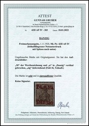 1 1/4 Mark auf 3 Pfennig mit Netzunterdruck, lebhaftlilagrau, Spitzen ...