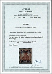2 Mark auf 35 Pfennig mit Netzunterdruck, lebhaftlilagrau, Spitzen ...