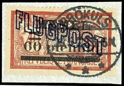 60 Pfennig auf 40 Cent Flugpost (I), graurot/türkisgrau mit ...