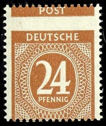 24 Pf Ziffer, stark verzähnt, einmal postfrisch, einmal EF mit ...